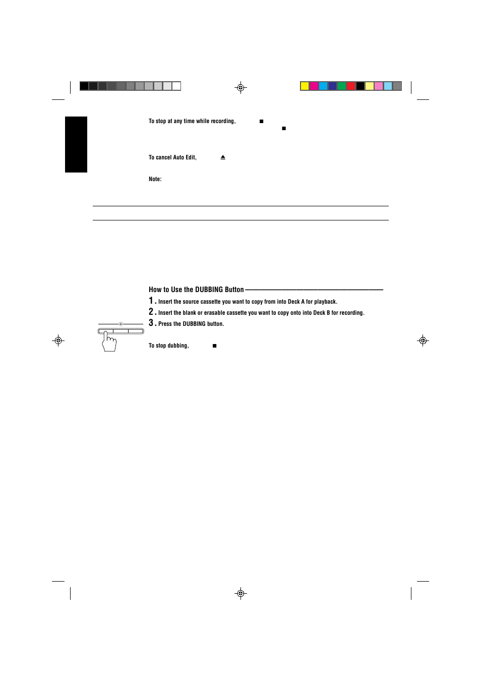 Tape to tape recording (dubbing), English | JVC CA-V808T User Manual | Page 42 / 53