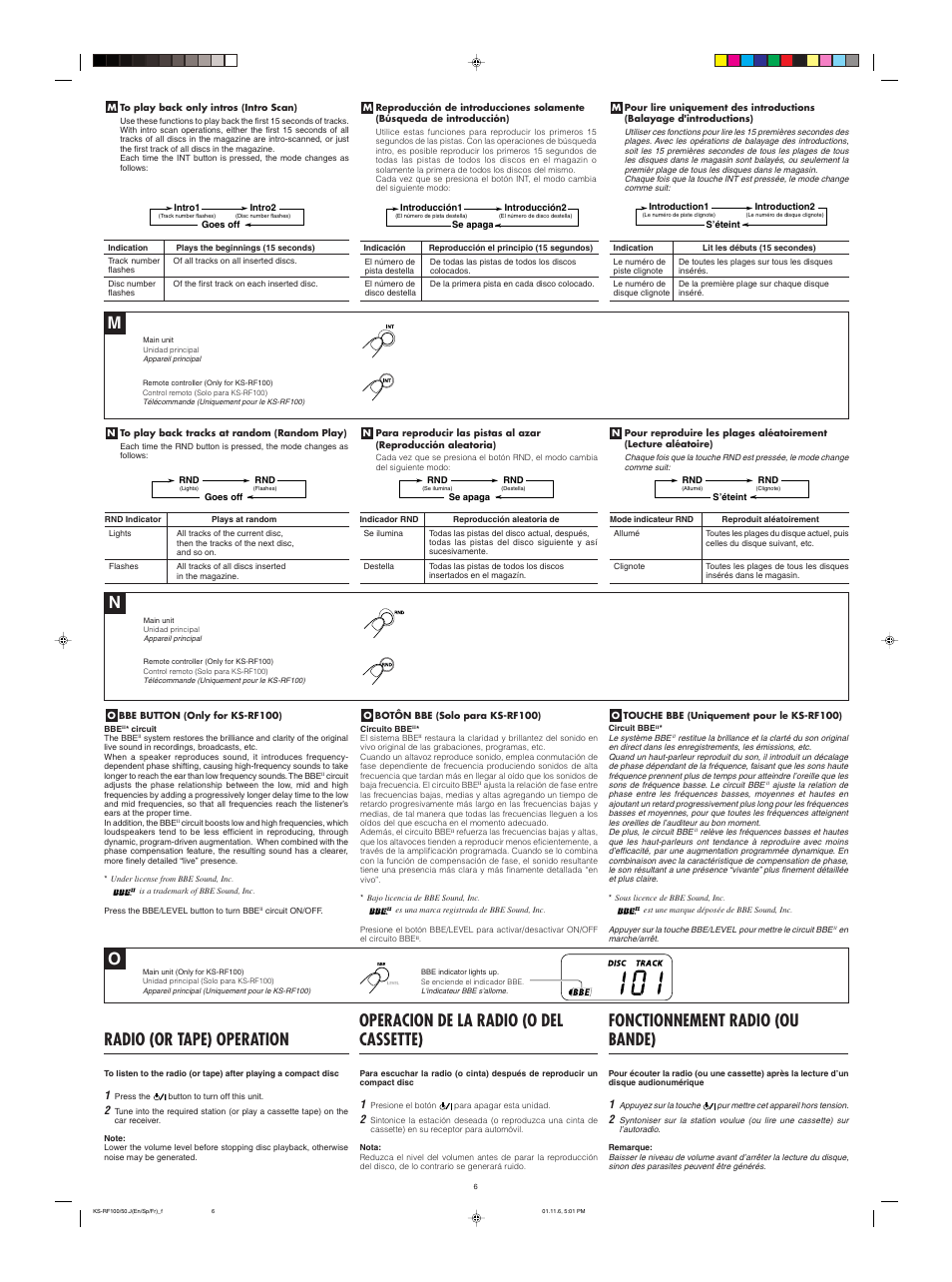 Fonctionnement radio (ou bande) | JVC KS-RF50 User Manual | Page 6 / 6