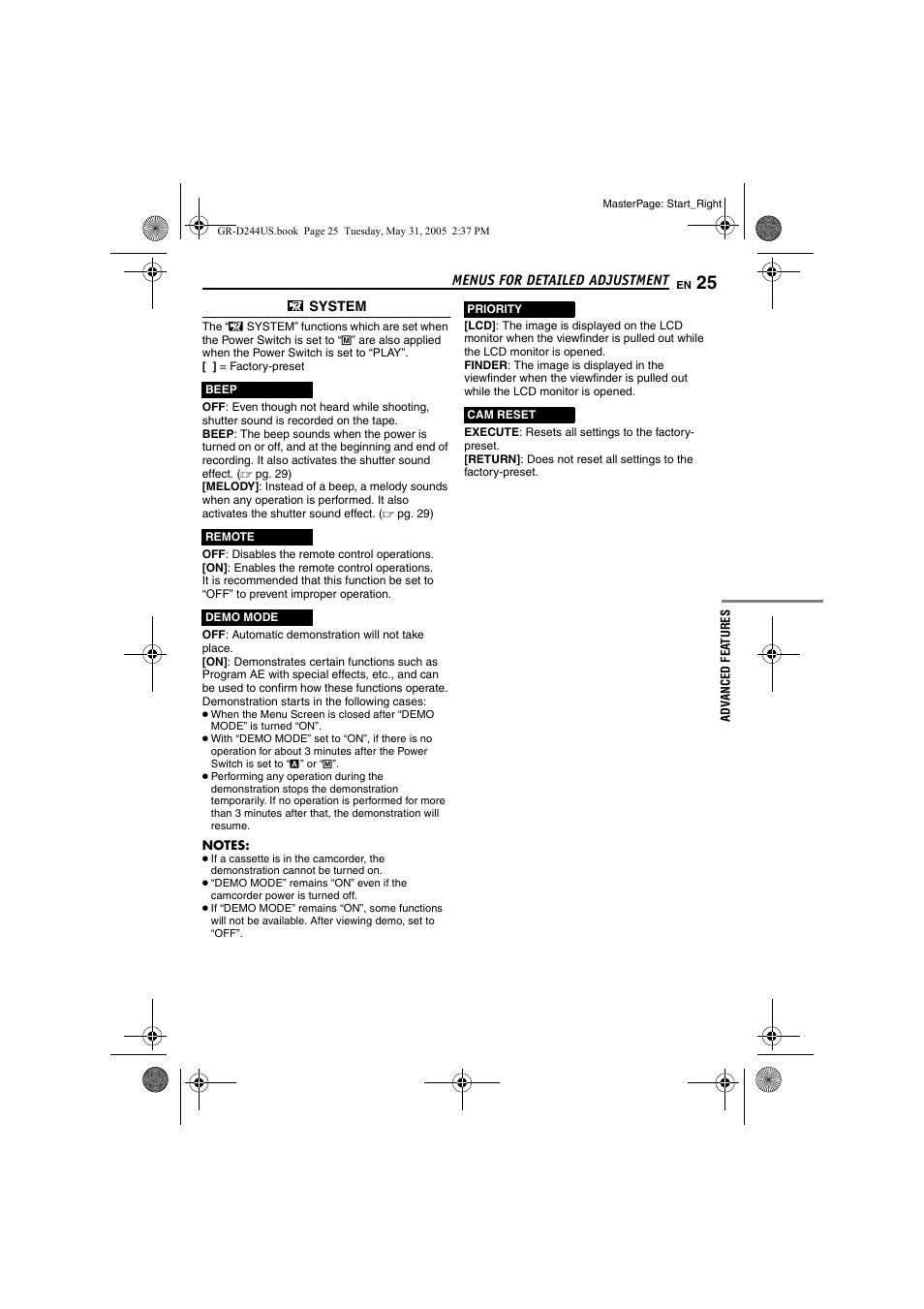 Pg. 25) | JVC Model GR-D244US User Manual | Page 25 / 48