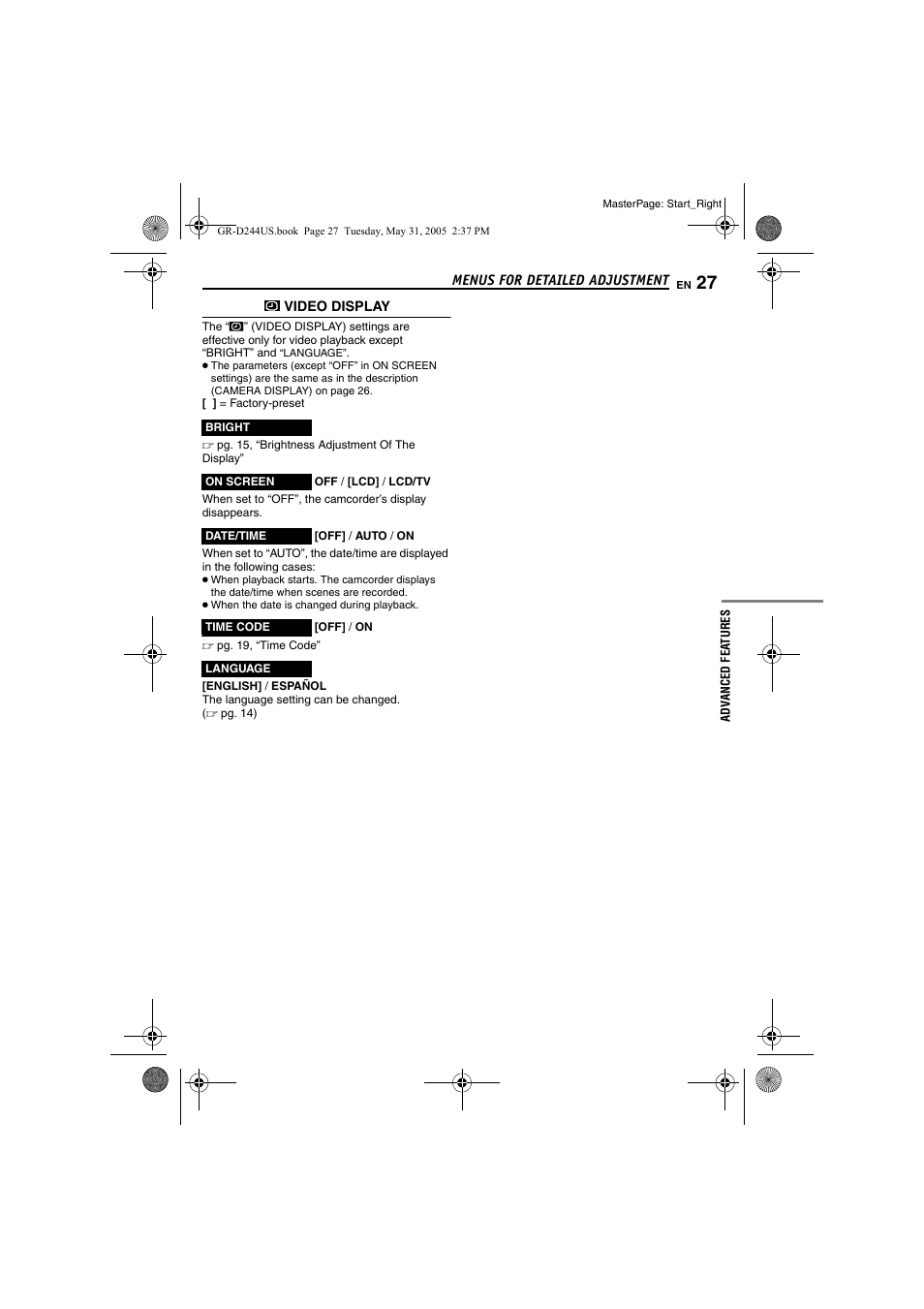 Pg. 27) | JVC Model GR-D244US User Manual | Page 27 / 48
