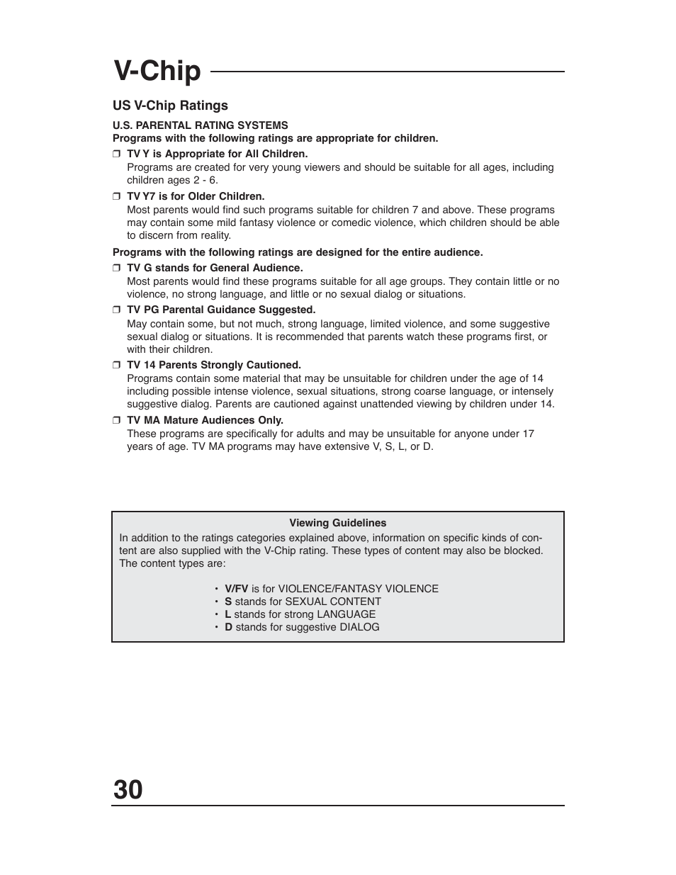 V-chip | JVC AV-27D203 User Manual | Page 30 / 52
