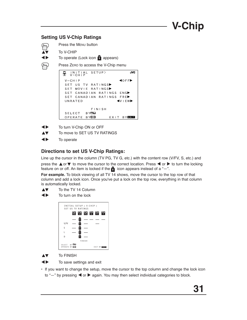 V-chip | JVC AV-27D203 User Manual | Page 31 / 52