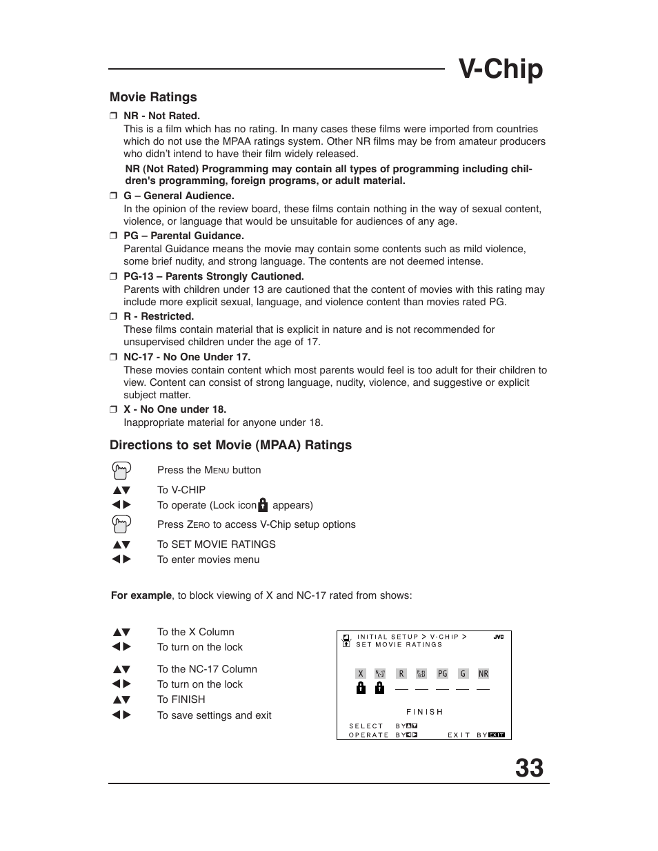 V-chip | JVC AV-27D203 User Manual | Page 33 / 52