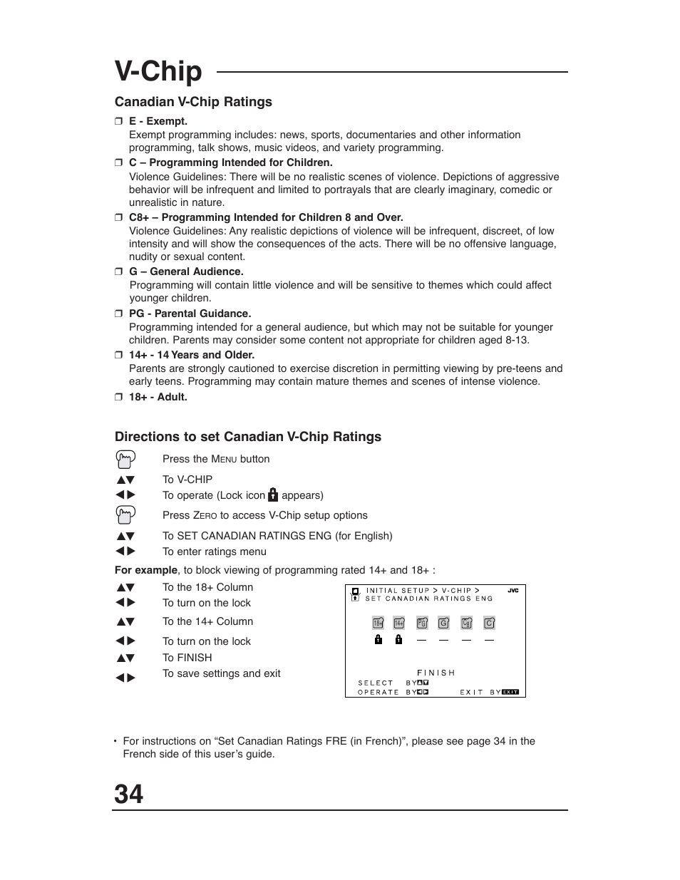 V-chip | JVC AV-27D203 User Manual | Page 34 / 52