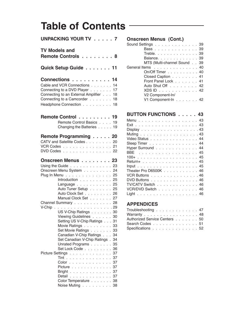 JVC AV-27D203 User Manual | Page 6 / 52