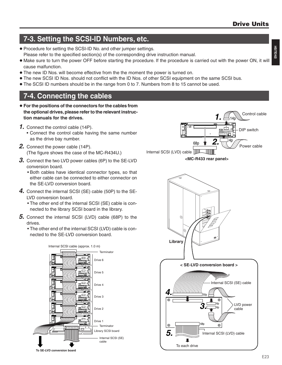 3. setting the scsi-id numbers, etc, 4. connecting the cables, Drive units | JVC MC-8200LU User Manual | Page 23 / 35