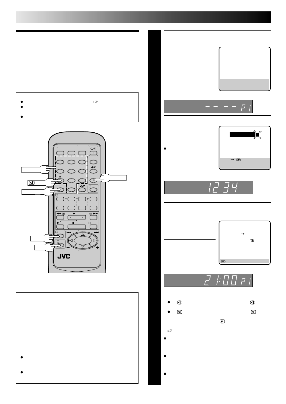 Video plus+ timer recording, Timer recording, Pdc recording | Access timer programming screen, Enter pluscode number, Access video plus+ program screen | JVC HR-DD445EK User Manual | Page 22 / 52