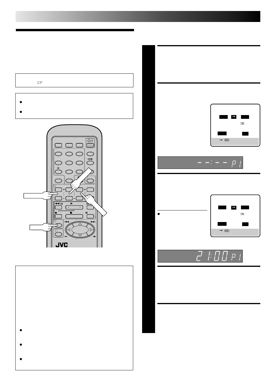 Regular timer programming, Access timer programming screen, Access programme screen | Enter programme start time, Enter programme stop time, Enter programme date, Timer recording(cont.), Pdc recording | JVC HR-DD445EK User Manual | Page 24 / 52