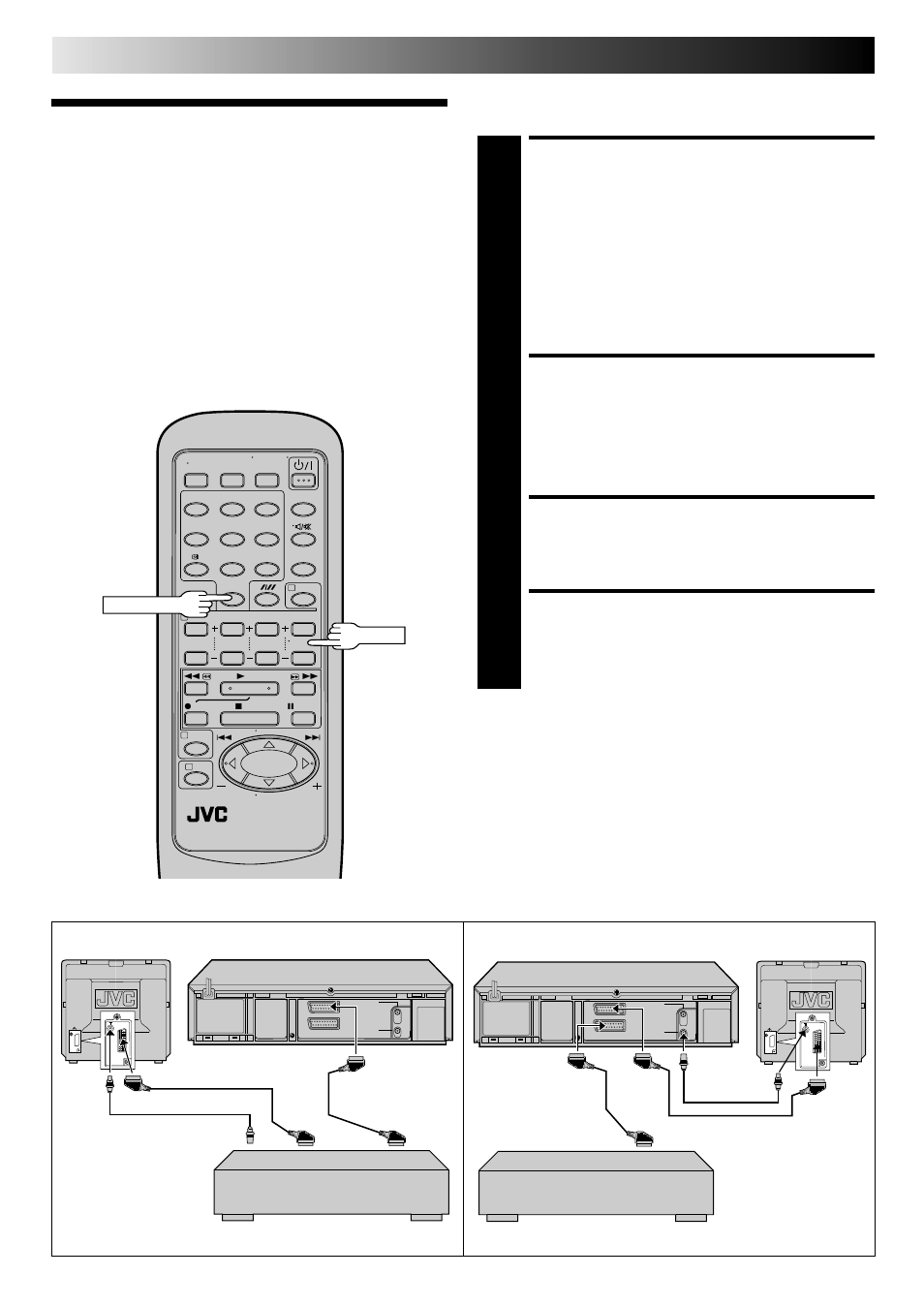 Edit to or from another video recorder, Make connections, Set recording deck’s input mode | Start source player, Start recording deck, Editing | JVC HR-DD445EK User Manual | Page 28 / 52