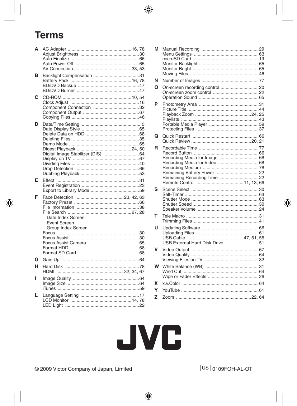 Terms | JVC Everio GZ-HD320 User Manual | Page 84 / 84