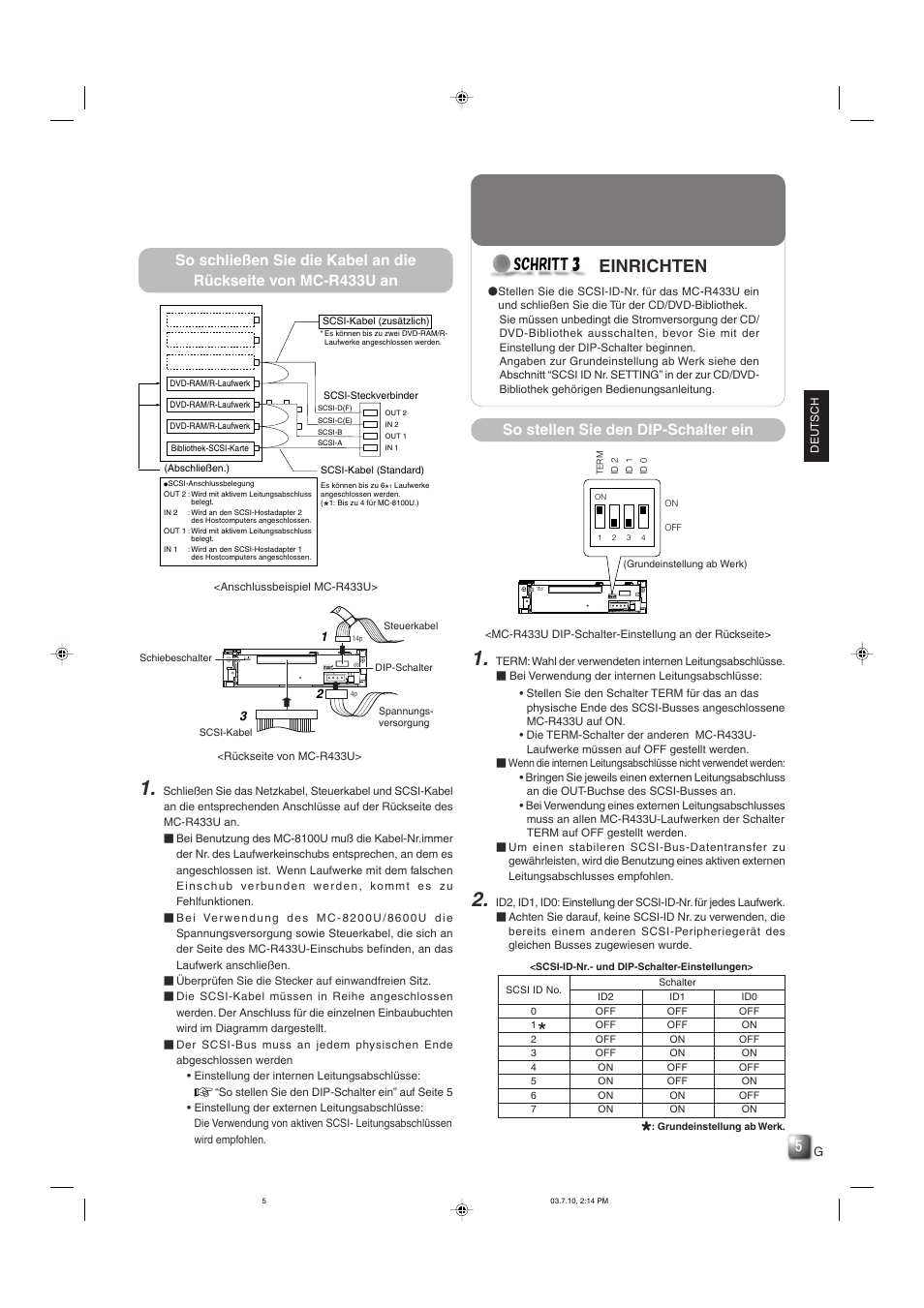Schritt3 einrichten, So stellen sie den dip-schalter ein, Einrichten | JVC MC-R433U User Manual | Page 13 / 32