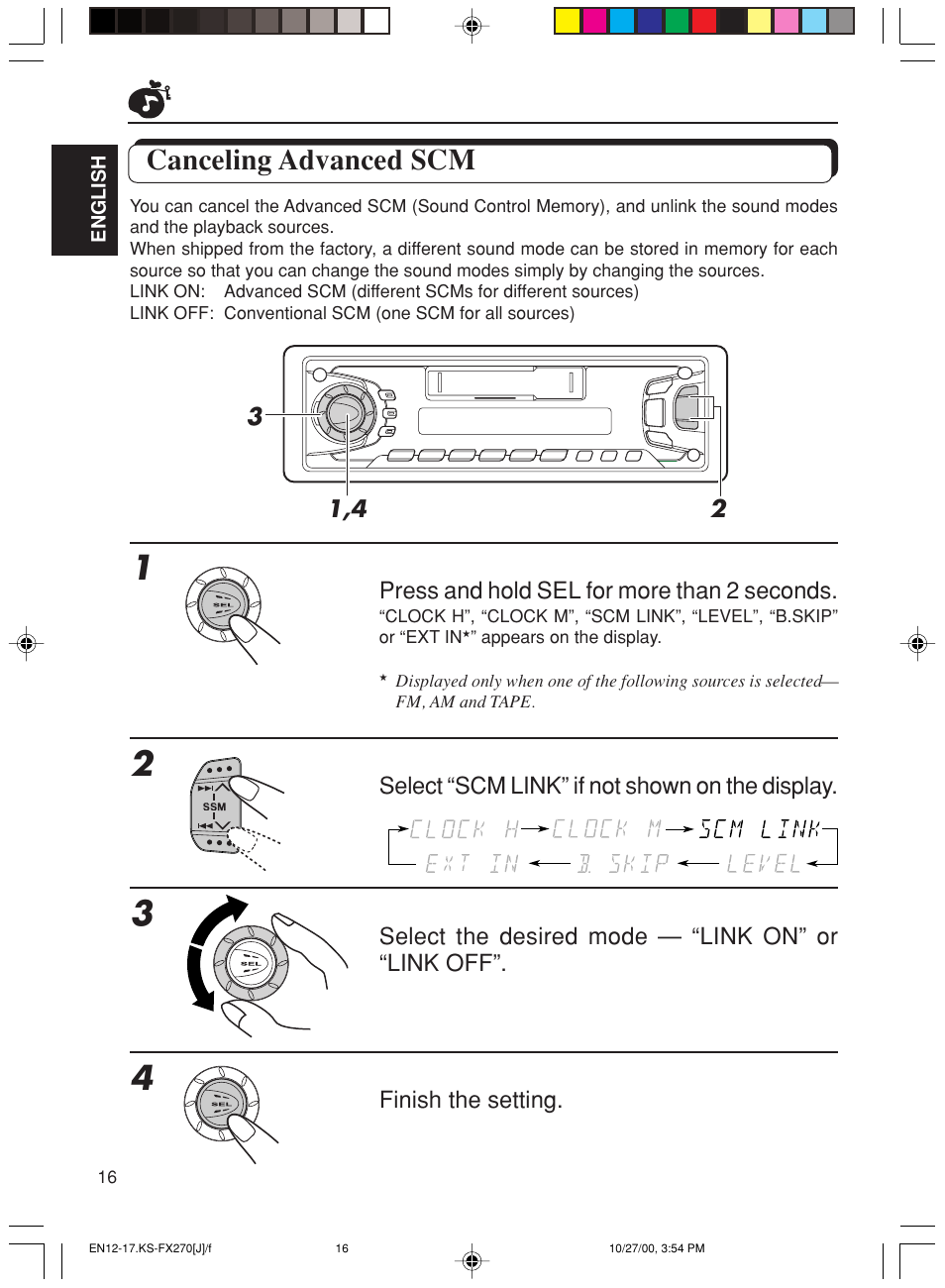 Canceling advanced scm | JVC KS-FX270 User Manual | Page 16 / 89