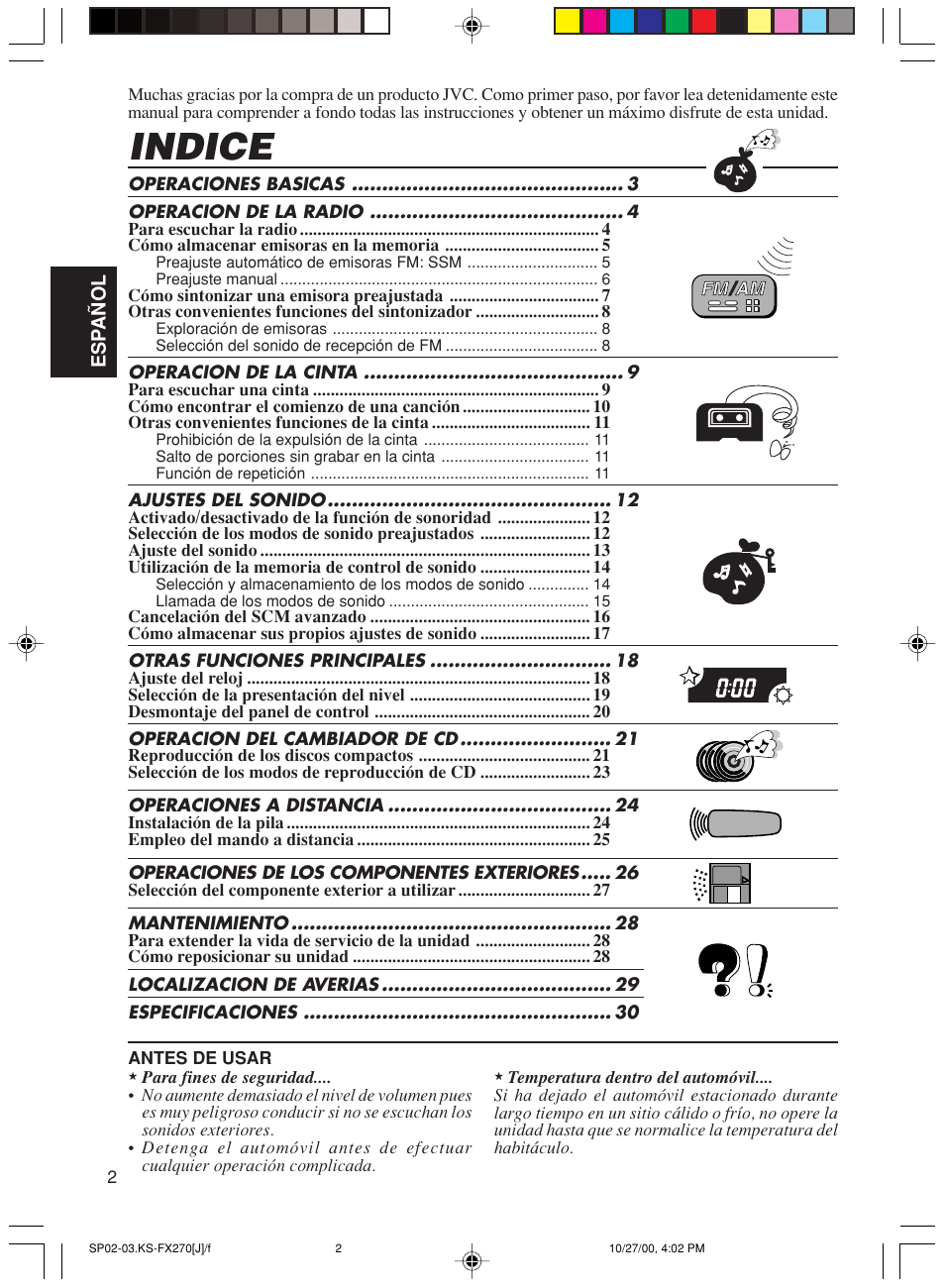 Indice | JVC KS-FX270 User Manual | Page 31 / 89
