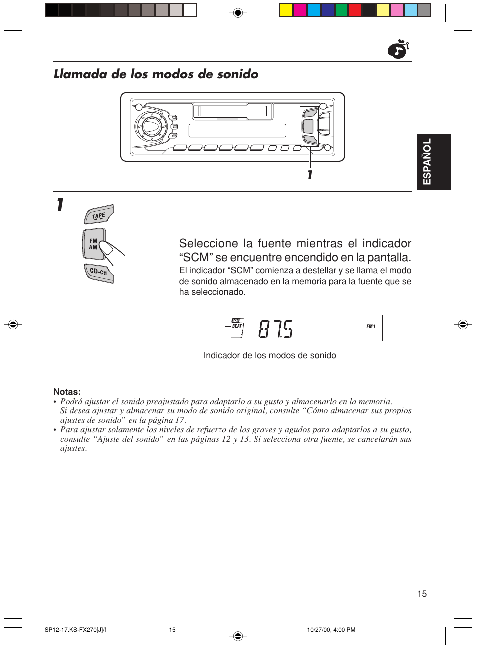 Llamada de los modos de sonido | JVC KS-FX270 User Manual | Page 44 / 89