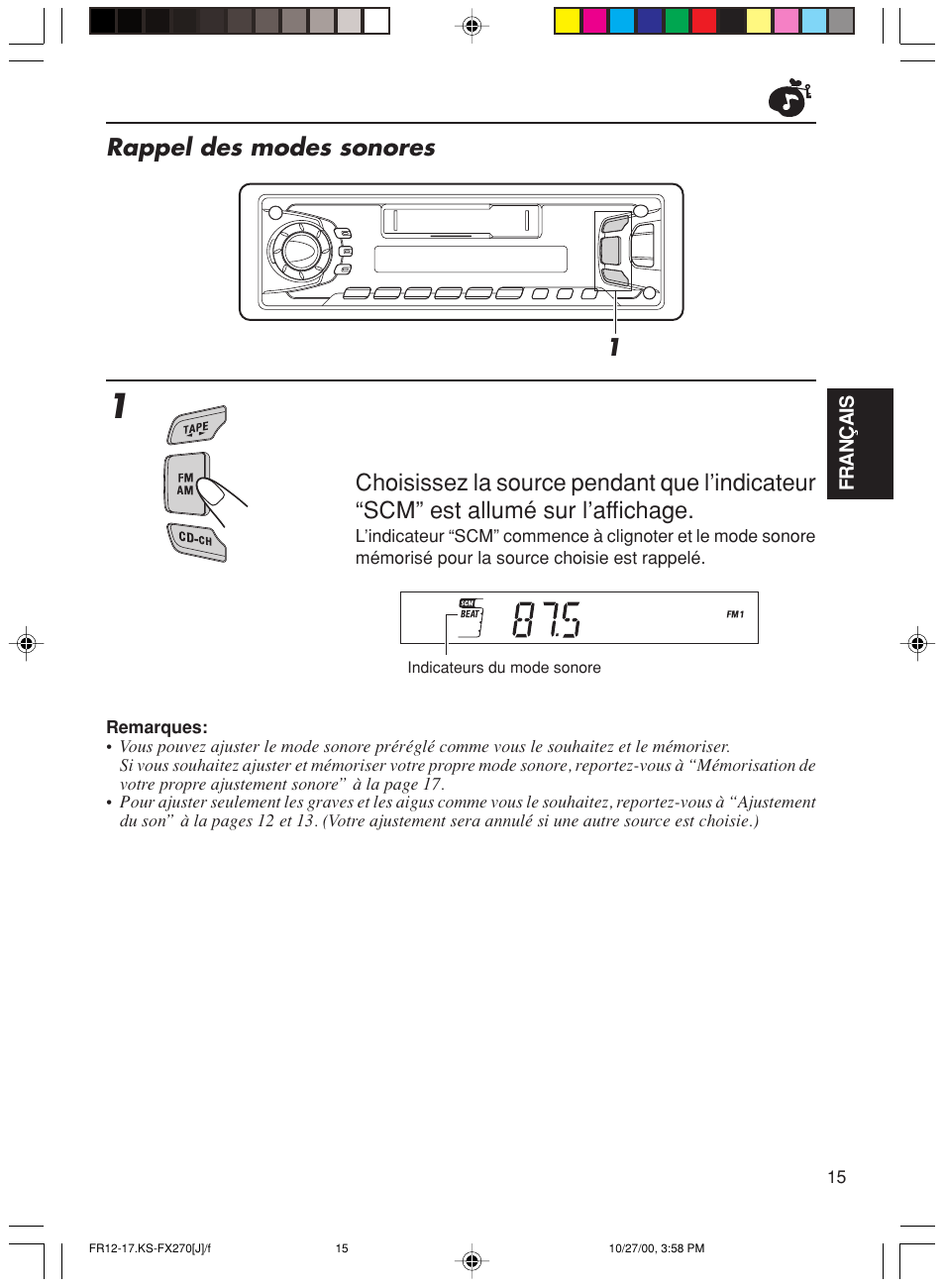 Rappel des modes sonores | JVC KS-FX270 User Manual | Page 73 / 89