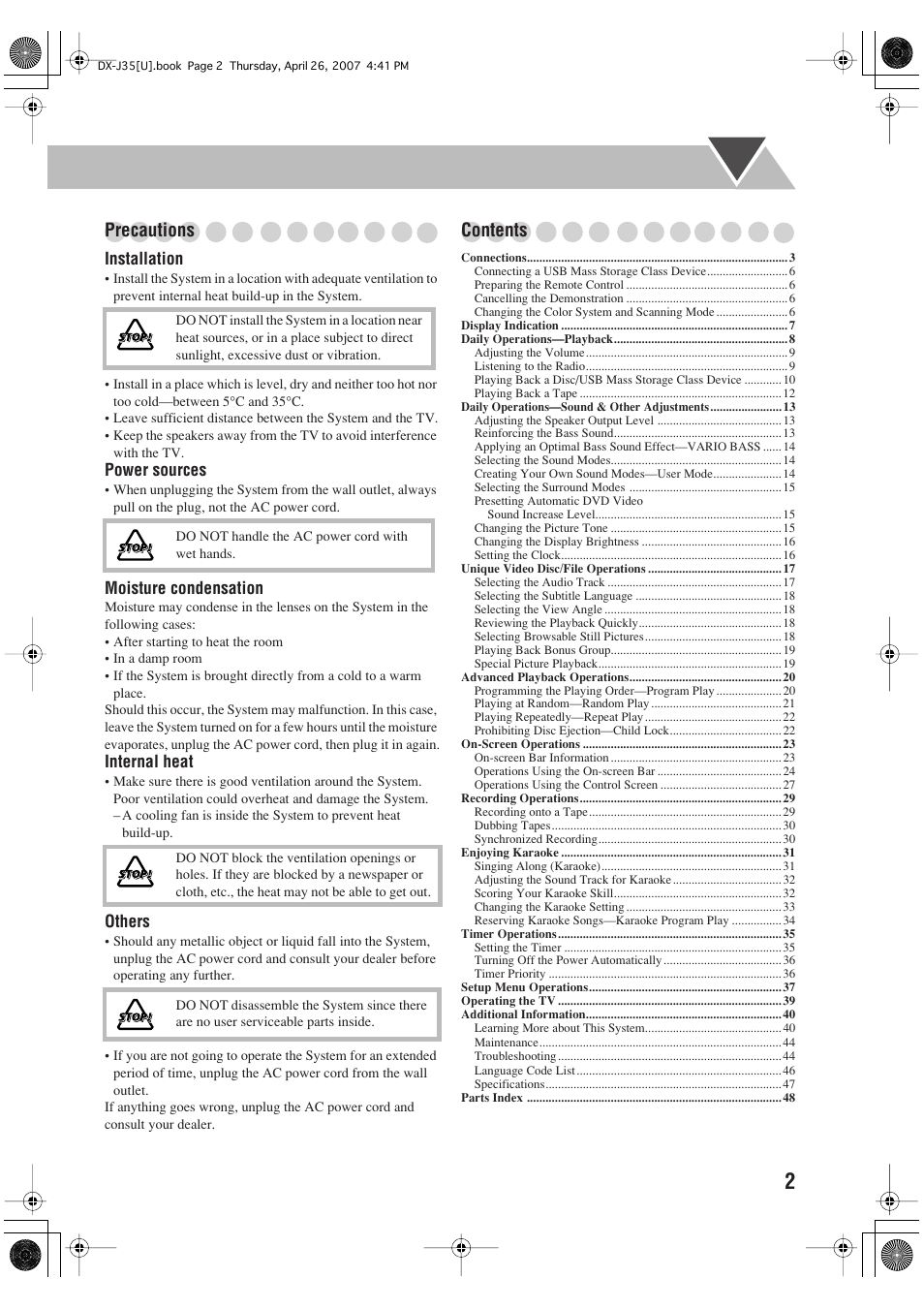 JVC CA-DXJ35 User Manual | Page 5 / 104