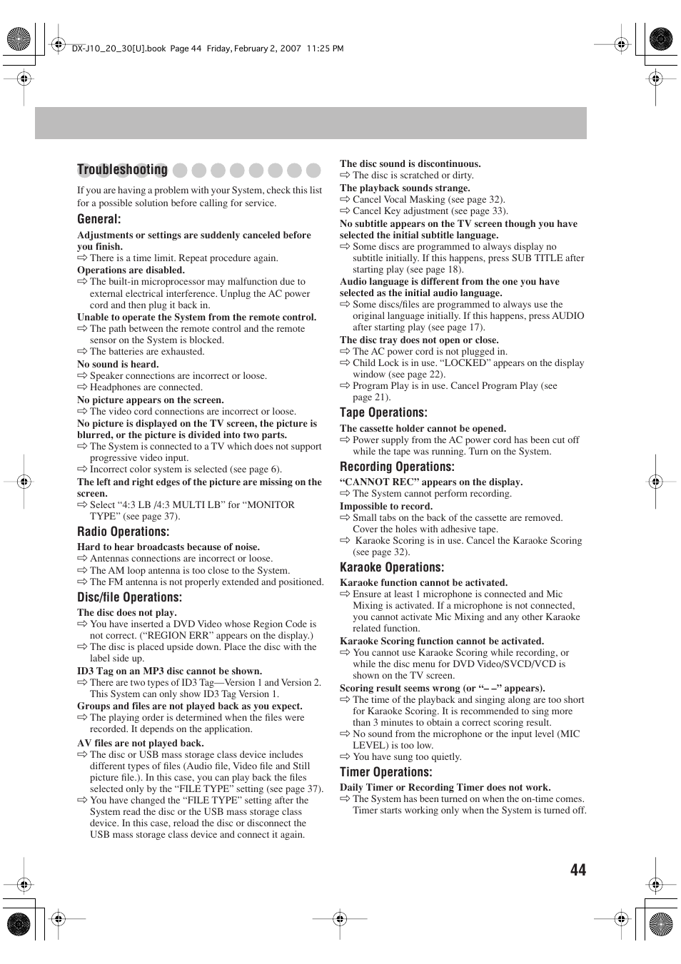 Troubleshooting | JVC CA-DXJ35 User Manual | Page 99 / 104