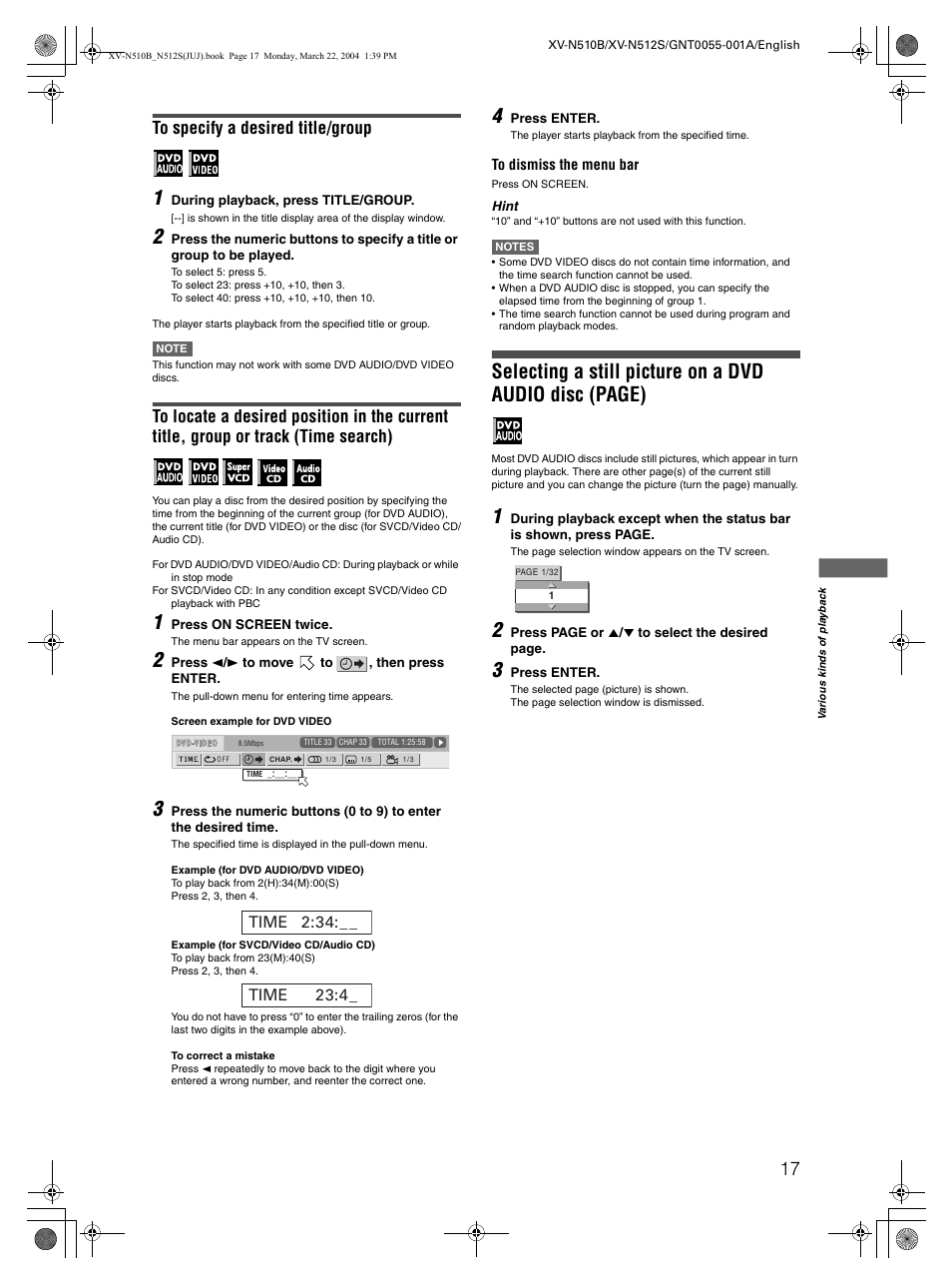 JVC XV-N510B User Manual | Page 19 / 48