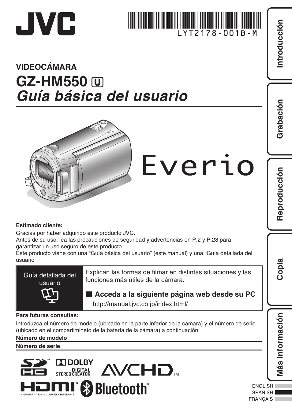 Gz-hm550 a guía básica del usuario | JVC EVERIO GZ-HM550 User Manual | Page 33 / 96