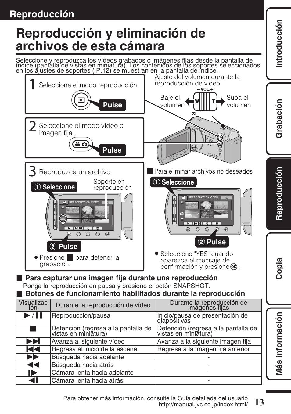 Reproducción | JVC EVERIO GZ-HM550 User Manual | Page 45 / 96