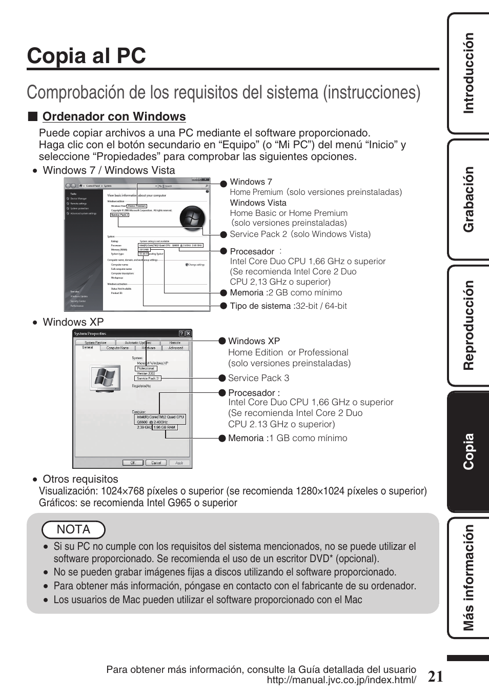 Copia al pc, P.21 | JVC EVERIO GZ-HM550 User Manual | Page 53 / 96