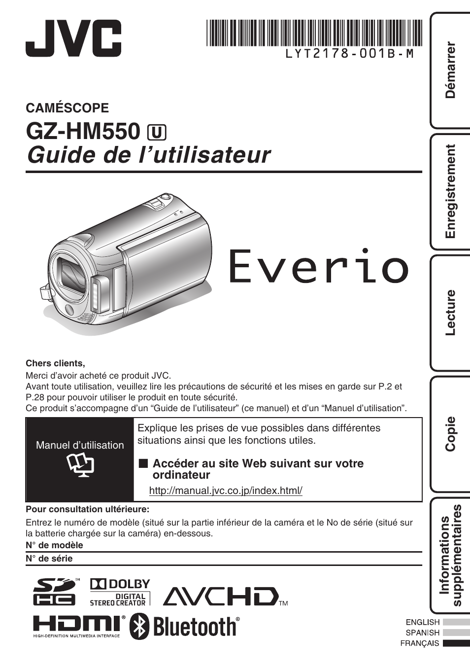 Gz-hm550 a guide de l’utilisateur | JVC EVERIO GZ-HM550 User Manual | Page 65 / 96