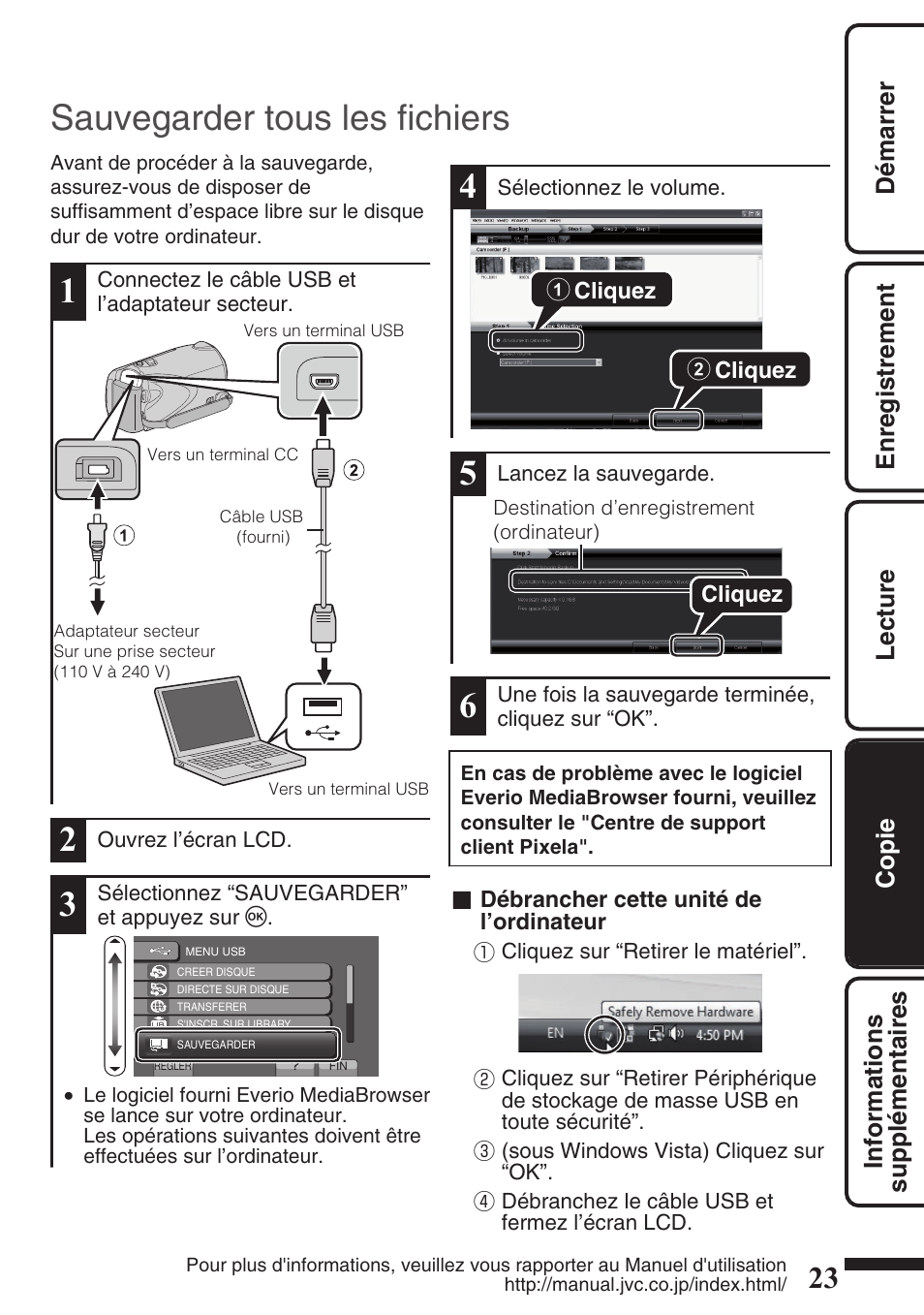 Sauvegarder tous les fichiers | JVC EVERIO GZ-HM550 User Manual | Page 87 / 96