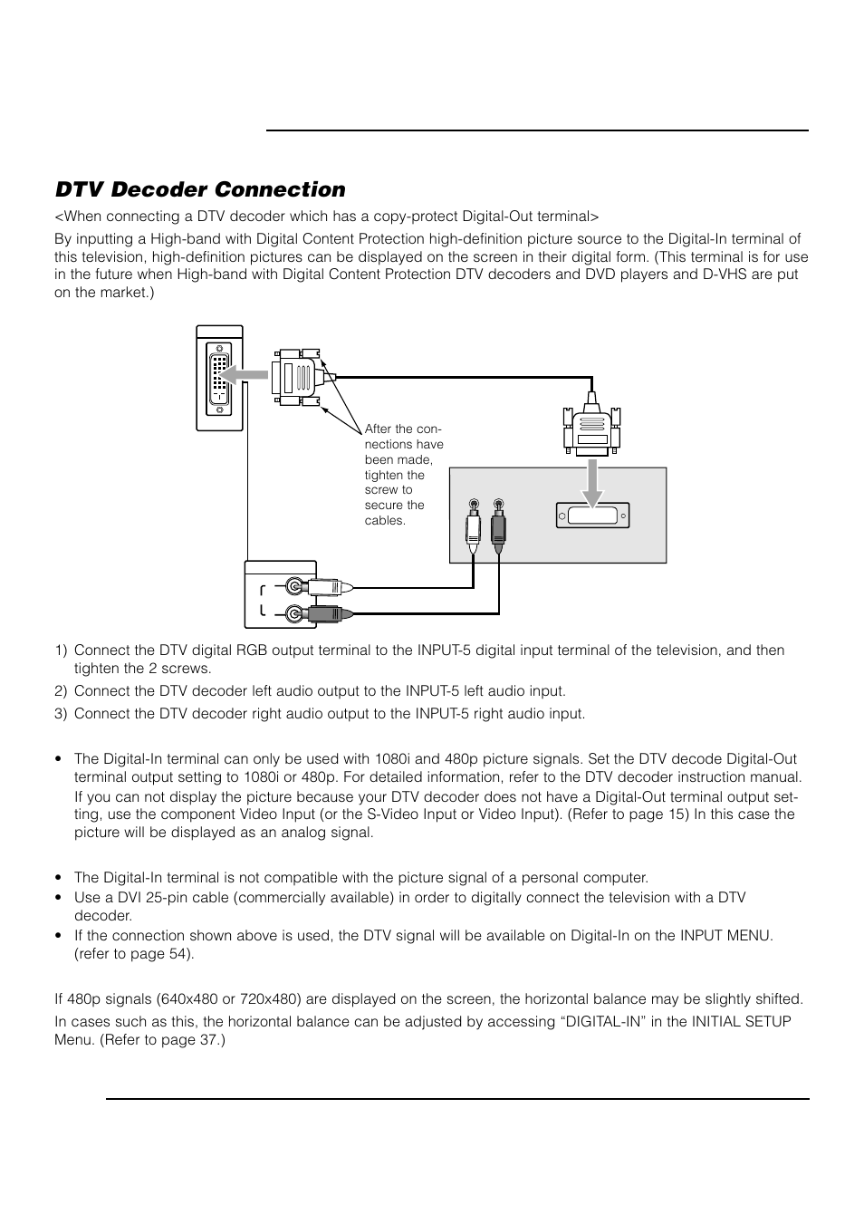 Connections, Dtv decoder connection | JVC AV 61S902 User Manual | Page 16 / 68