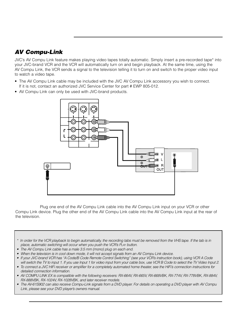 Connections, Av compu-link | JVC AV 61S902 User Manual | Page 18 / 68
