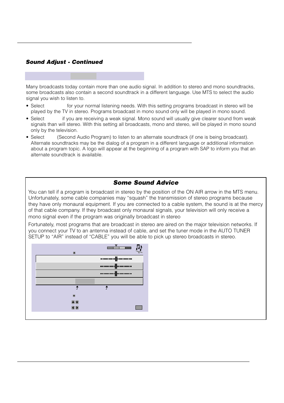 Sound adjust | JVC AV 61S902 User Manual | Page 43 / 68