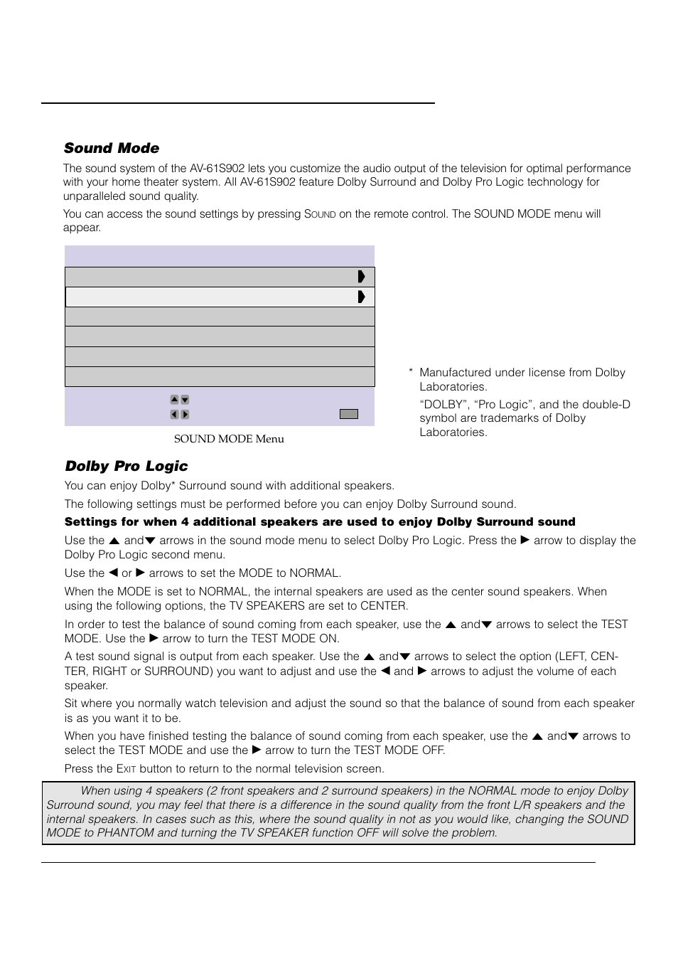 Audio settings | JVC AV 61S902 User Manual | Page 45 / 68