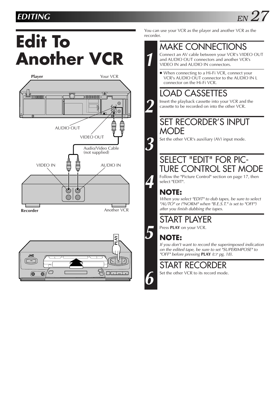 Edit to another vcr | JVC HR-J4006UM User Manual | Page 61 / 72
