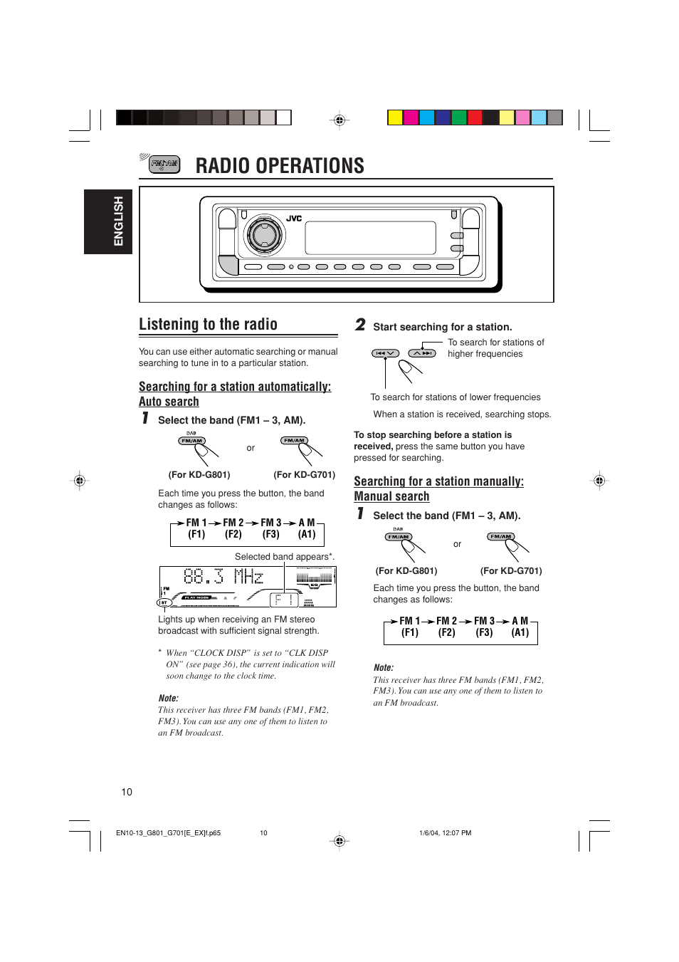 Radio operations, Listening to the radio | JVC GET0199-001A User Manual | Page 10 / 124