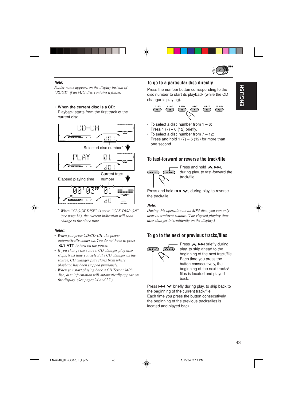 English to go to a particular disc directly | JVC GET0199-001A User Manual | Page 105 / 124