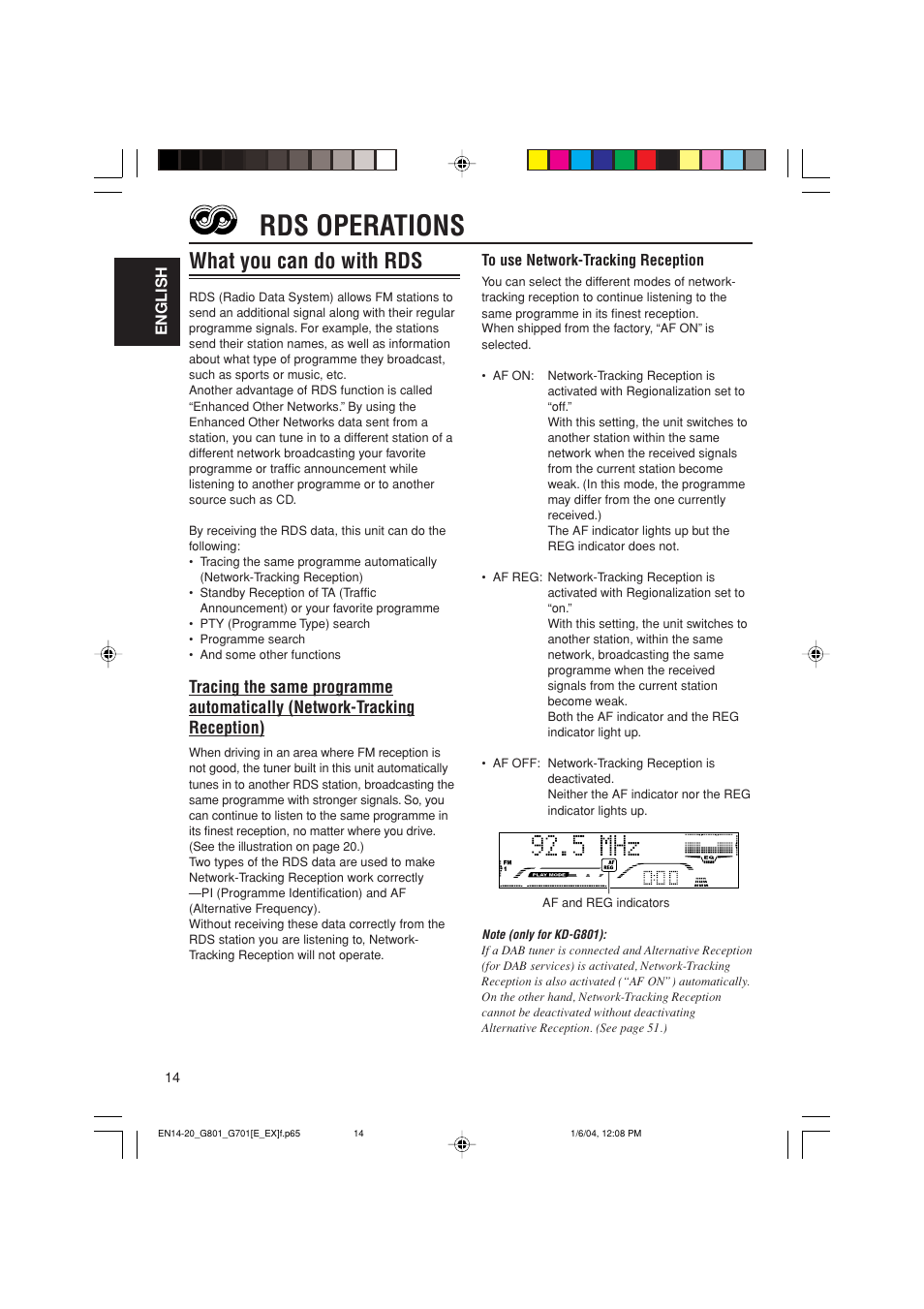 Rds operations, What you can do with rds | JVC GET0199-001A User Manual | Page 14 / 124