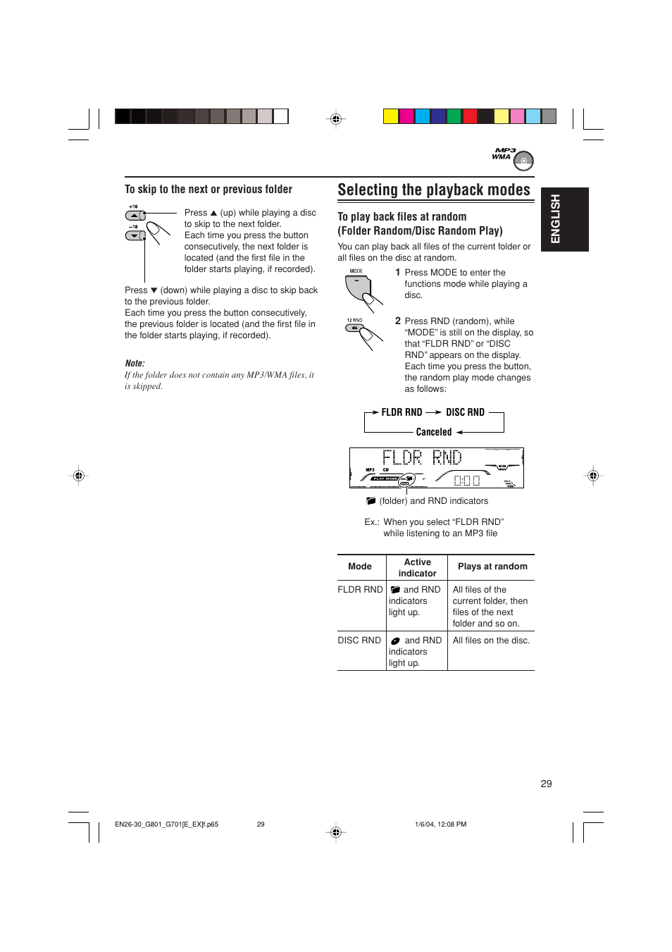 Selecting the playback modes | JVC GET0199-001A User Manual | Page 29 / 124