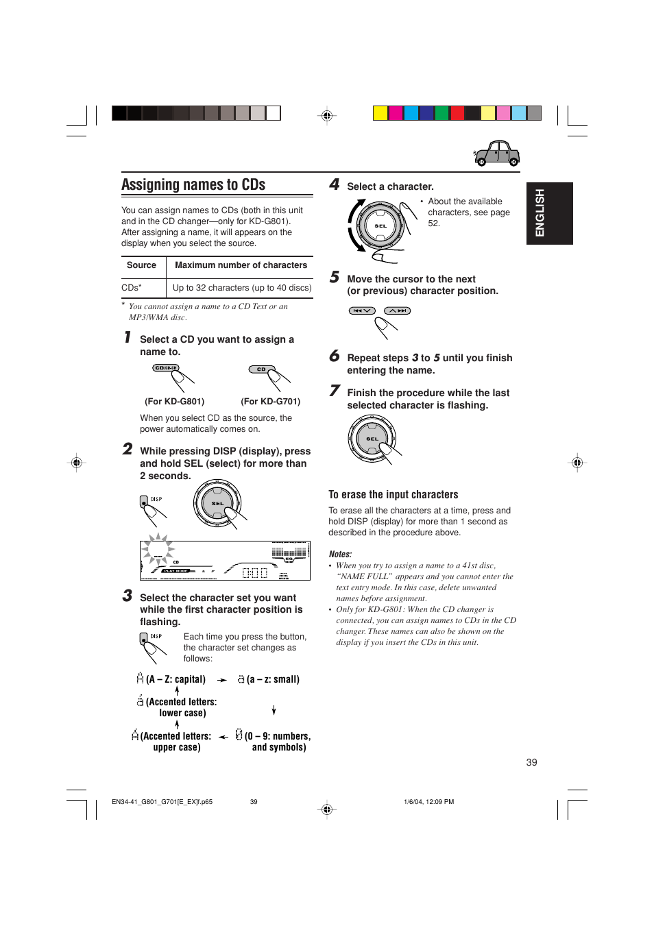 Assigning names to cds | JVC GET0199-001A User Manual | Page 39 / 124