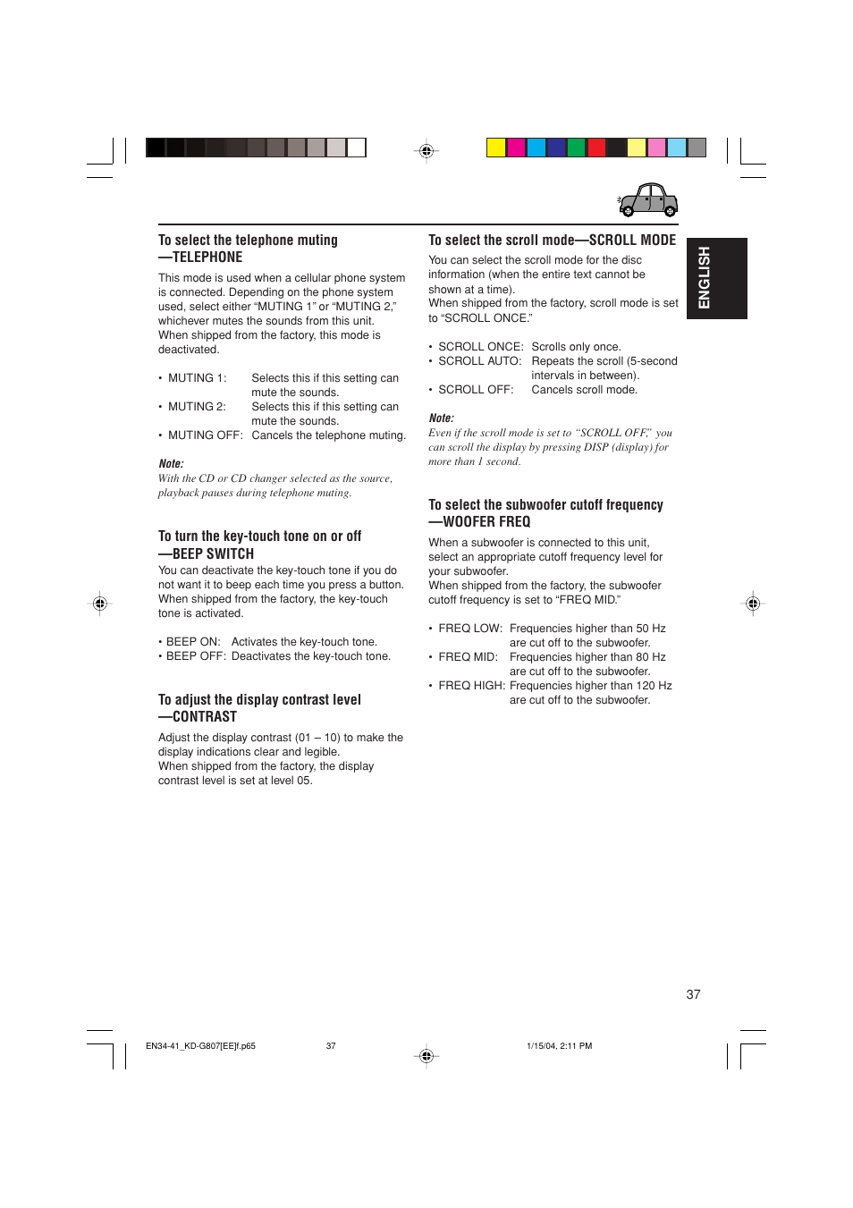 English to select the telephone muting —telephone | JVC GET0199-001A User Manual | Page 99 / 124