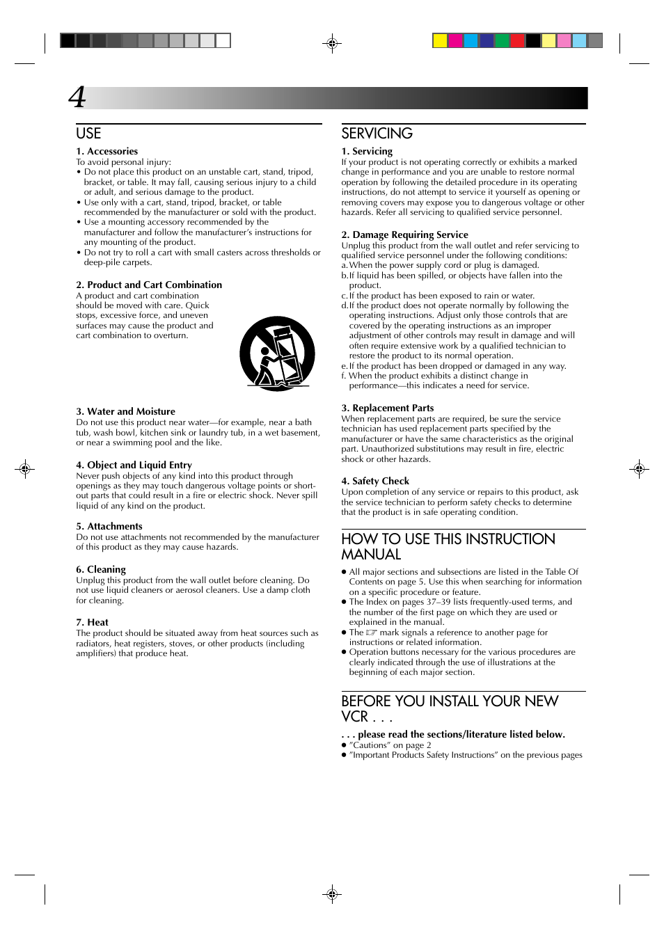 Servicing, How to use this instruction manual, Before you install your new vcr | JVC HR-J430U User Manual | Page 4 / 44