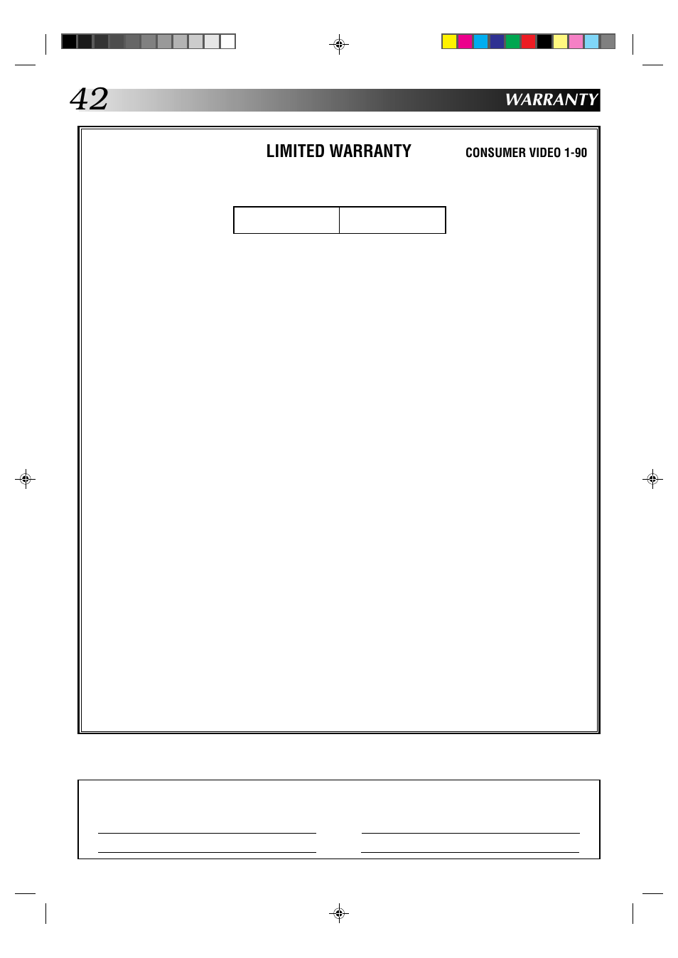 Limited warranty, Warranty | JVC HR-J430U User Manual | Page 42 / 44