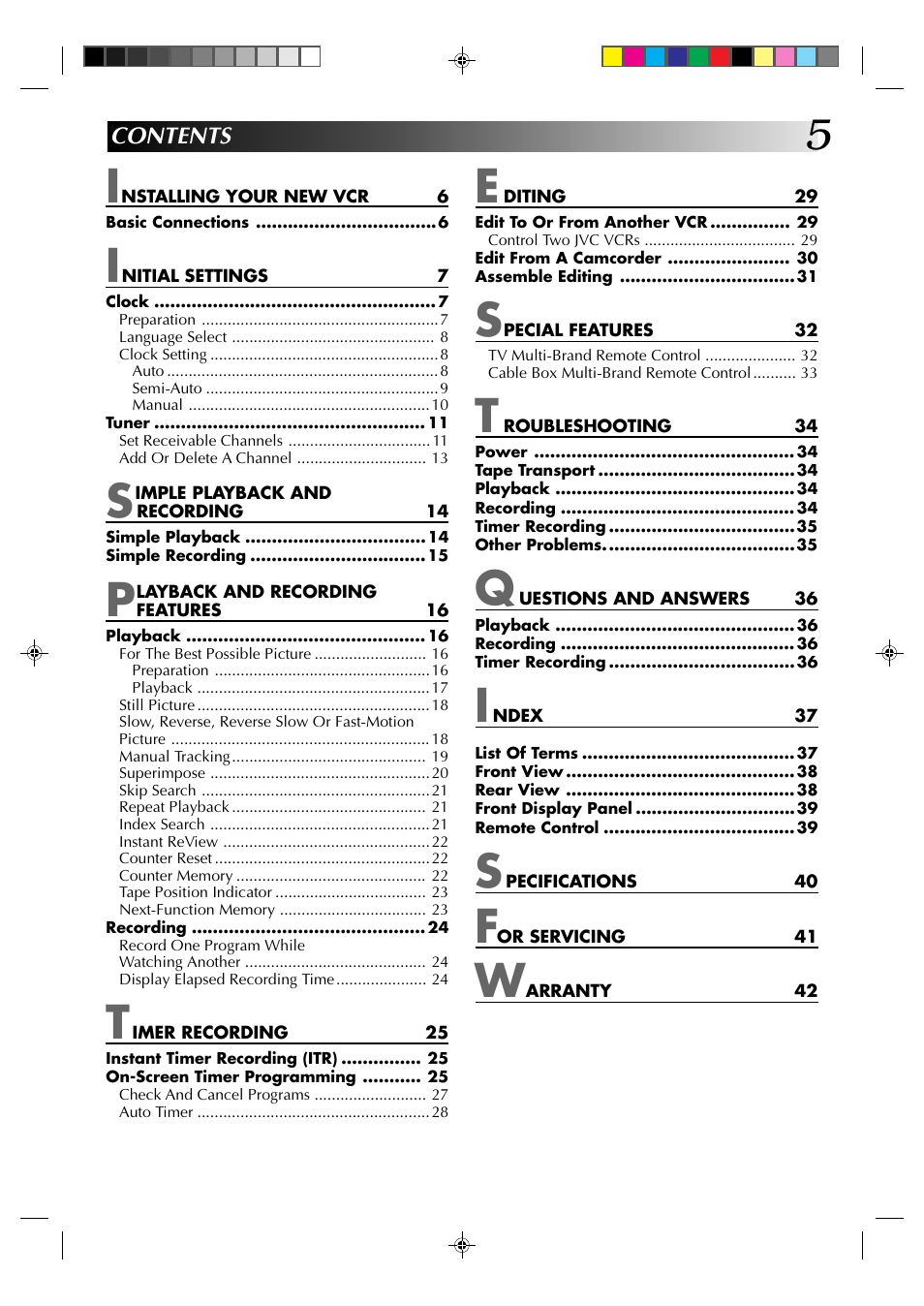 JVC HR-J430U User Manual | Page 5 / 44