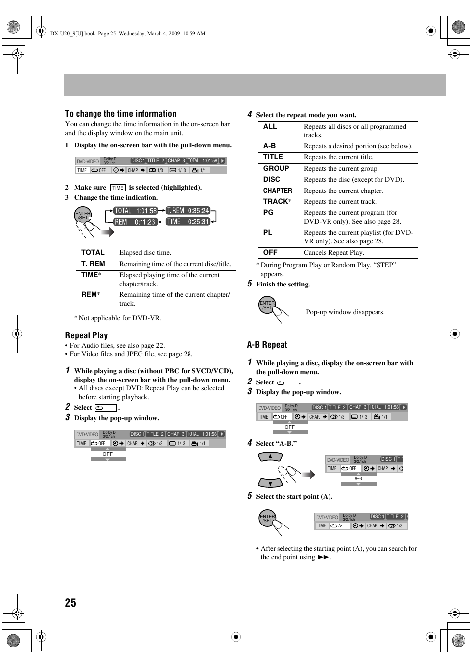 Repeat play, A-b repeat 1 | JVC CA-DXU20 User Manual | Page 28 / 60