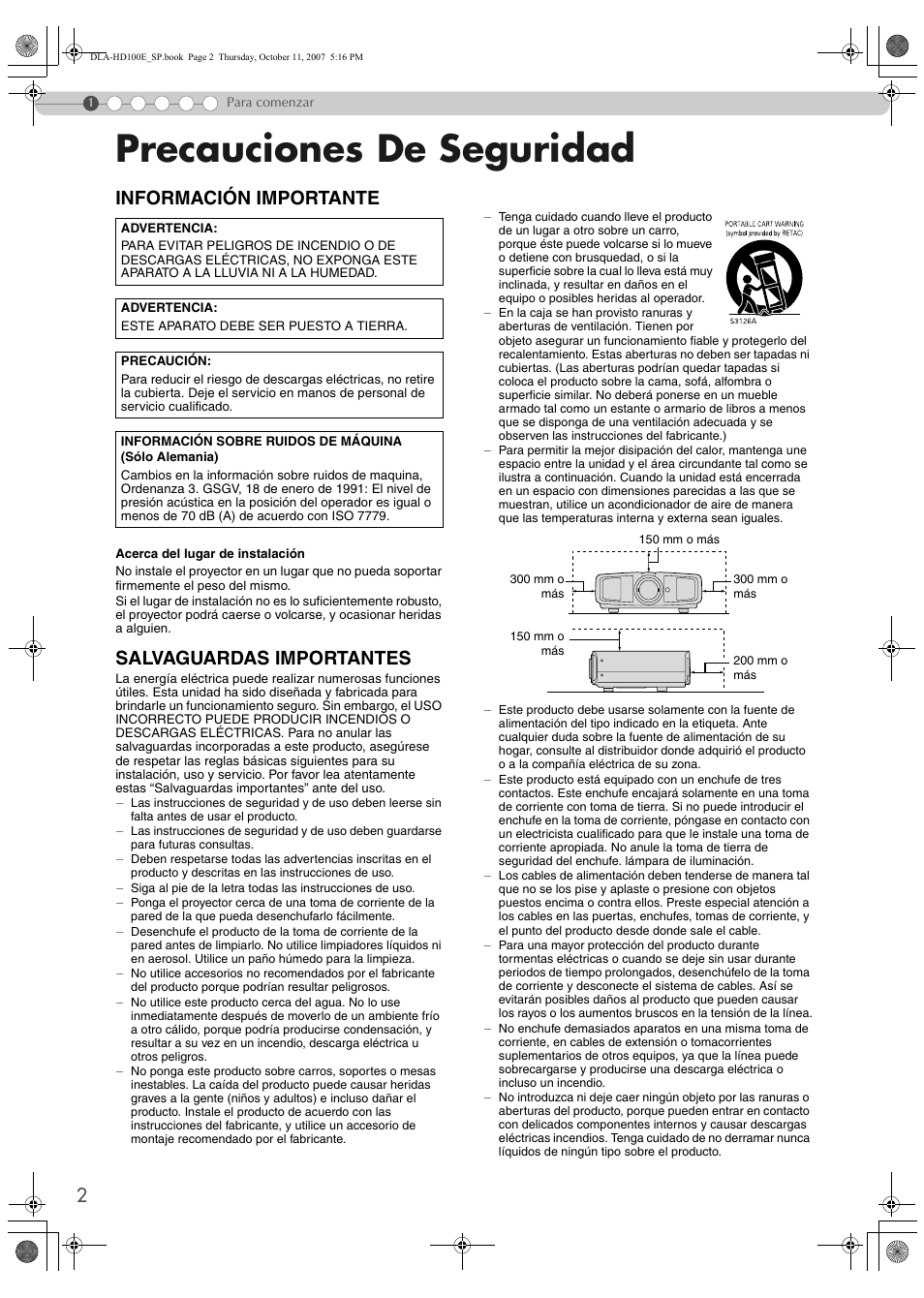 Para comenzar, Precauciones de seguridad, Información importante | Salvaguardas importantes | JVC LCT2374-001A User Manual | Page 110 / 162