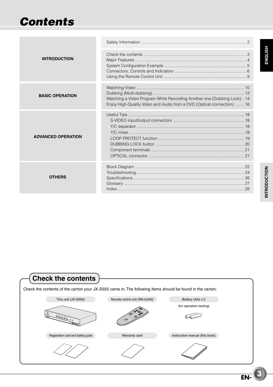 JVC JX-B555 User Manual | Page 3 / 29