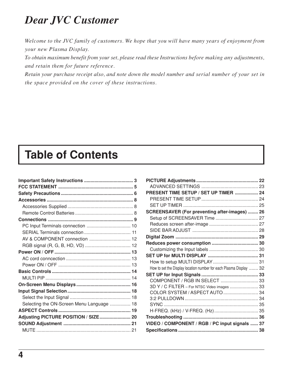 JVC GD-V422U User Manual | Page 4 / 76