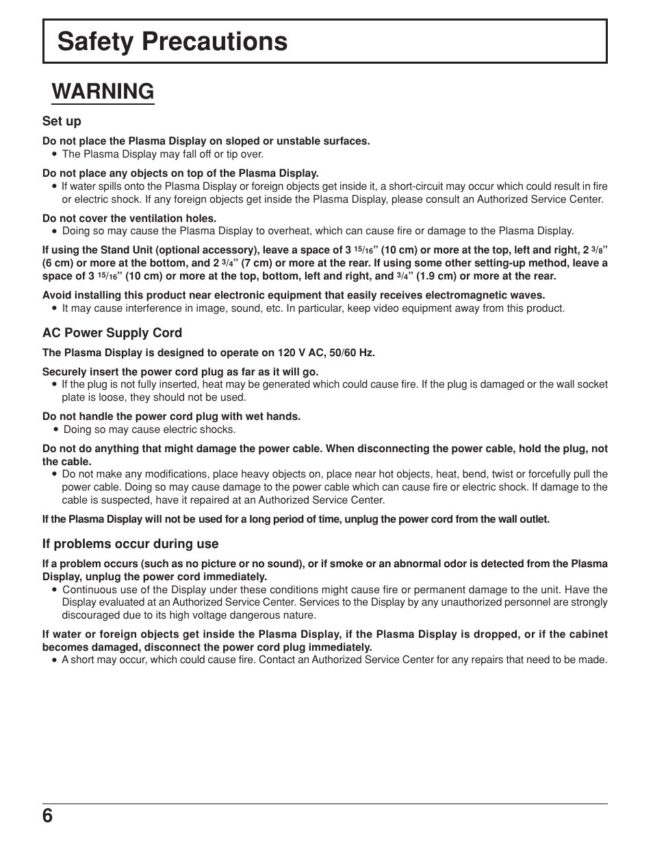 Safety precautions, Warning | JVC GD-V422U User Manual | Page 6 / 76