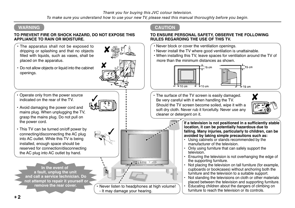 Safety precautions | JVC AV-14U17 User Manual | Page 2 / 8