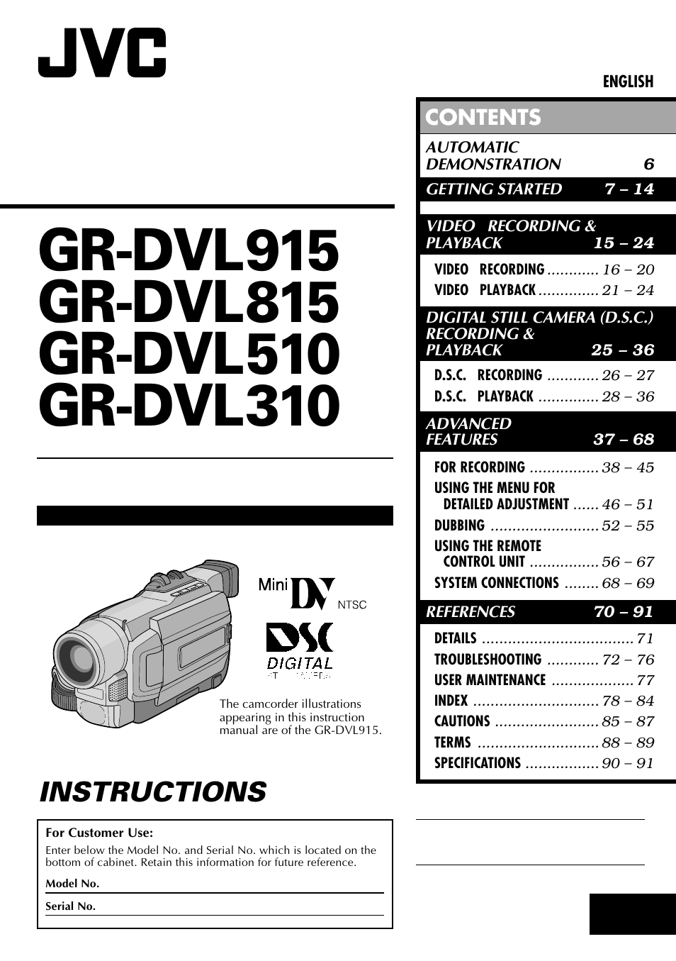 JVC GR-DVL915 User Manual | 92 pages