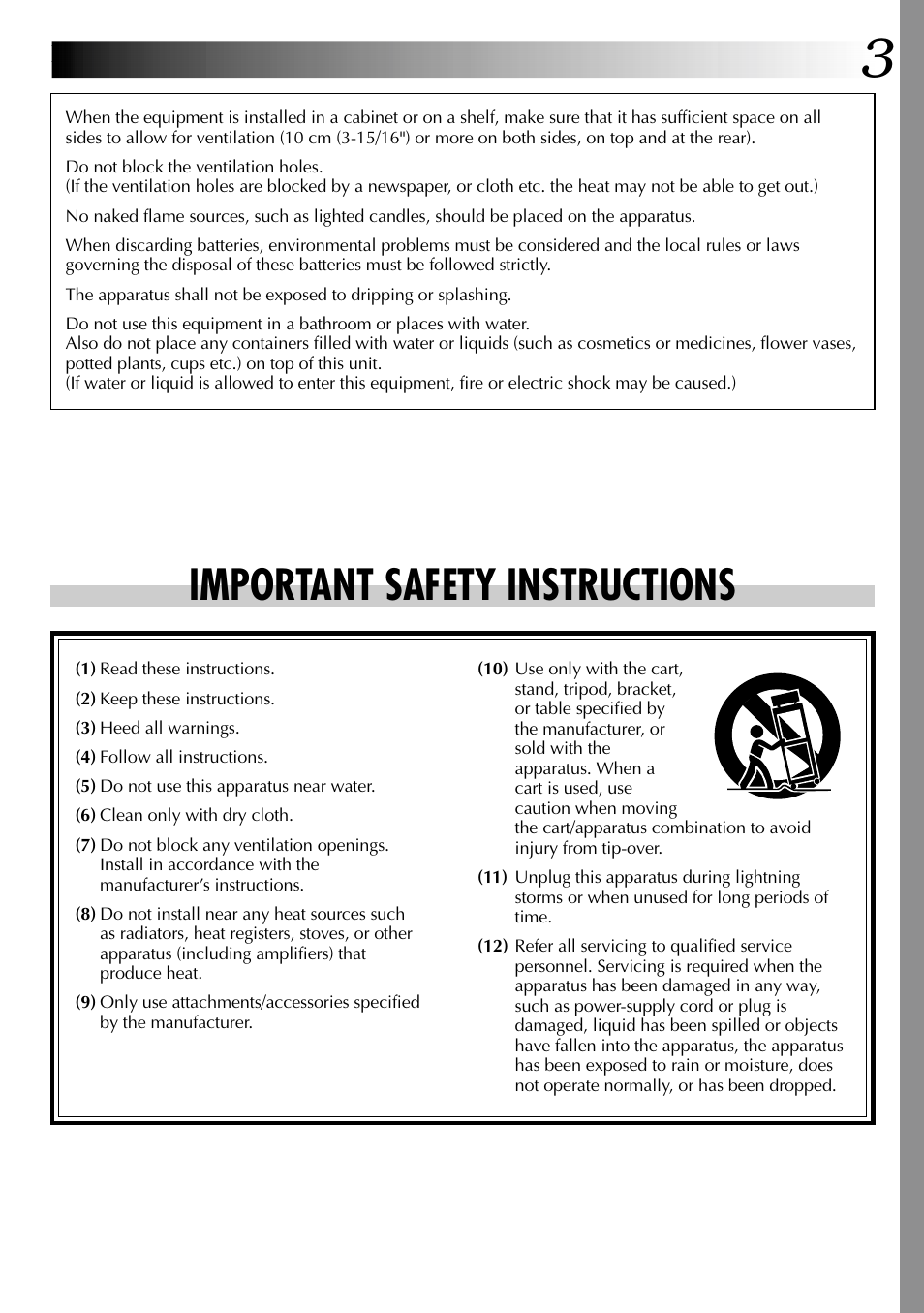 Important safety instructions | JVC GR-DVL915 User Manual | Page 3 / 92