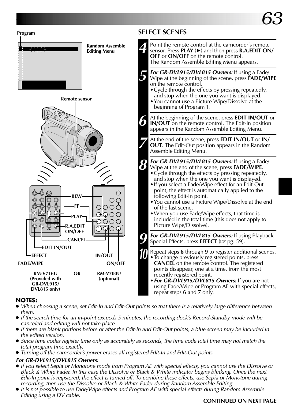 JVC GR-DVL915 User Manual | Page 63 / 92